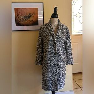 NWOT Ann Taylor Wool Blend Animal Print Car Coat